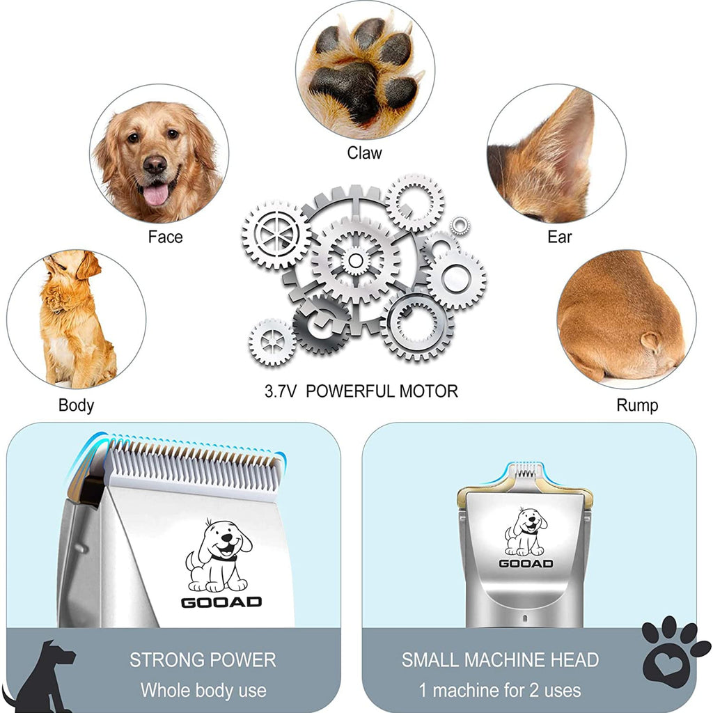 Dog Clippers Grooming Kit and Paw Trimmer,Cordless,Low Noise, Electric Quiet,Rechargeable, Dog Trimmer Grooming, Pet Hair Clippers for Thick Coats,Shaver for Small and Large Dogs Cats(Black)