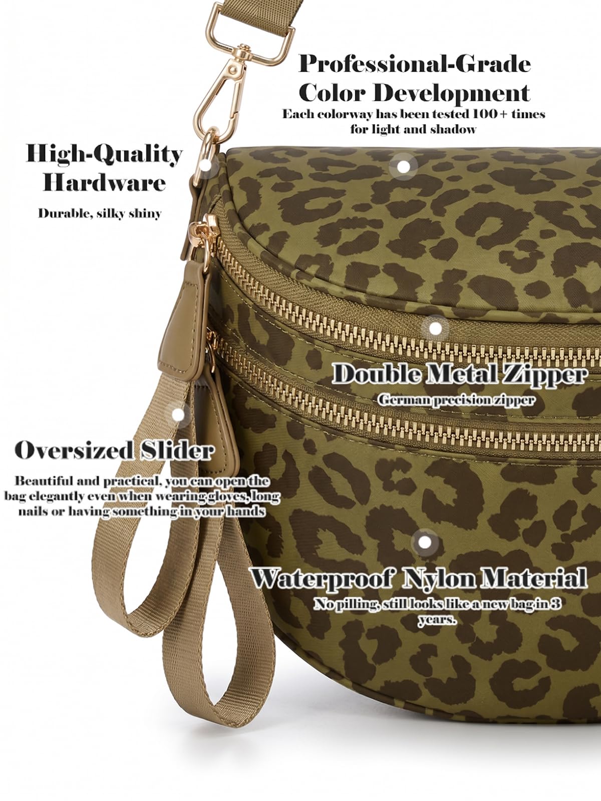 Pure Colour Crossbody Bag Bum Bag for Women,Spacious Purse Fanny Packs Belt Bag,Oversized Bum Bag (Bean Green Leopard Print Bum Bag)