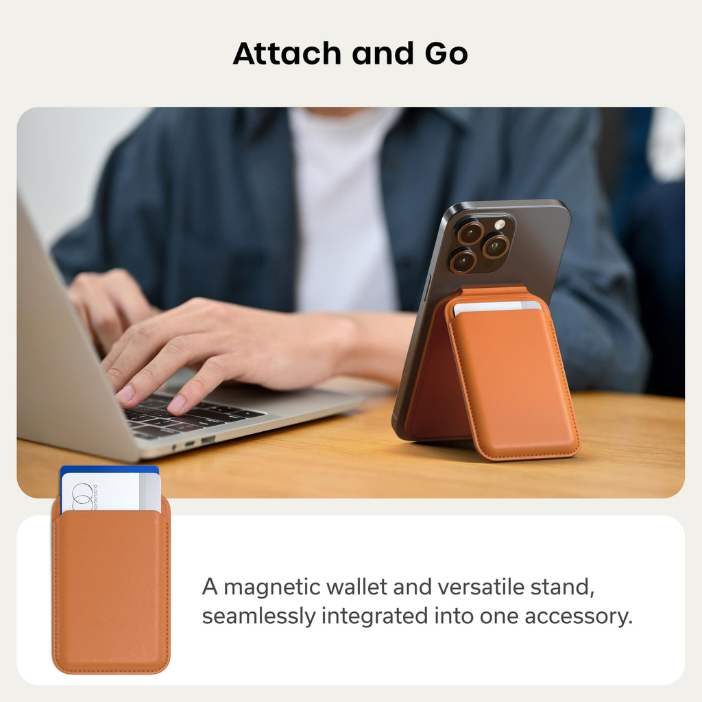 Satechi Magnetic Magsafe Wallet, Double Flap Stand Card Holder, 4 Slots with Front NFC Pass-Through, Adjustable Phone Attachment for iPhone 17/16/15/14/13/12, Travel Accessory