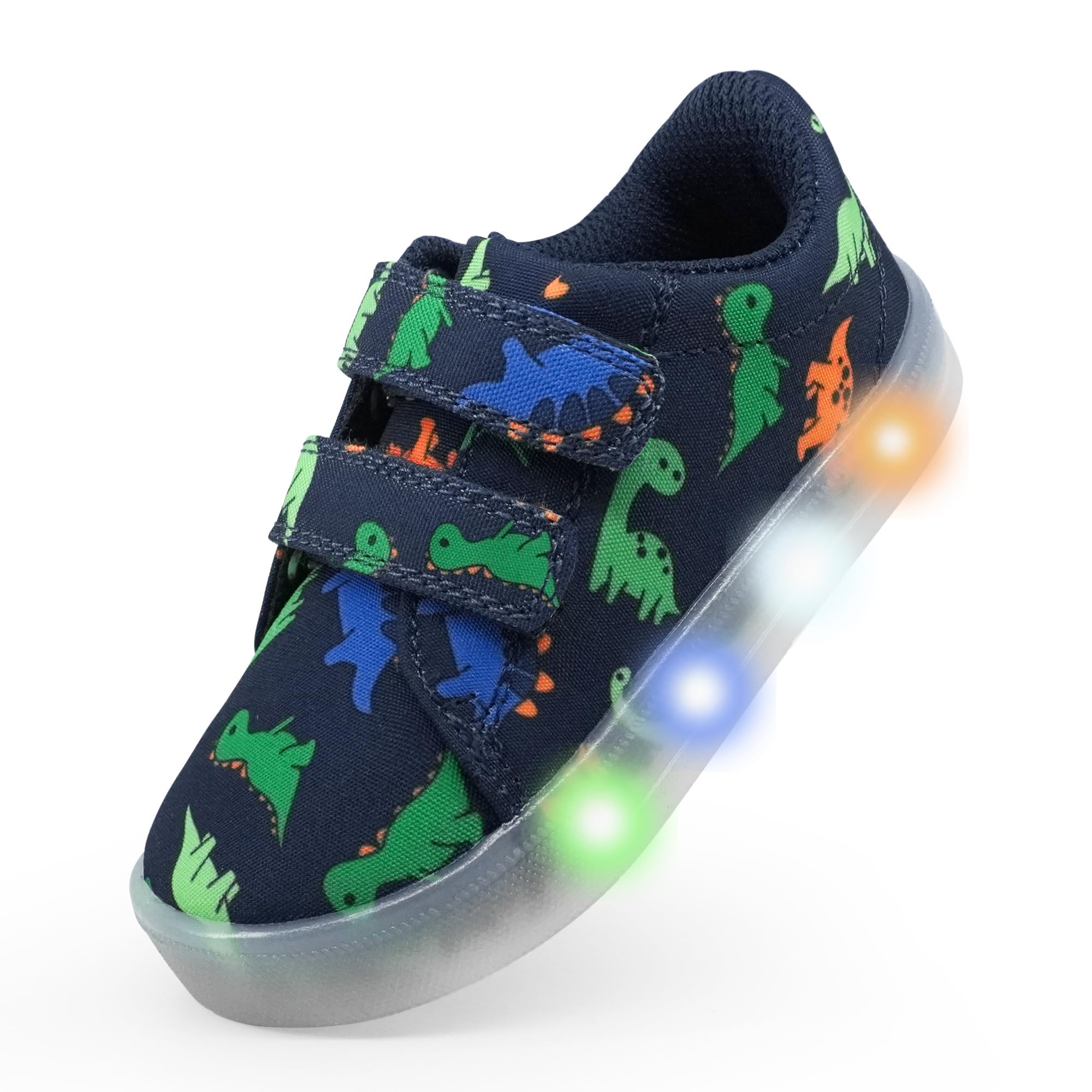 YESKIS Boys Girls Light Up Shoes Vivaki LED Canvas Cartoon Casual Sneakers for Toddler Little Kid Size 5-12