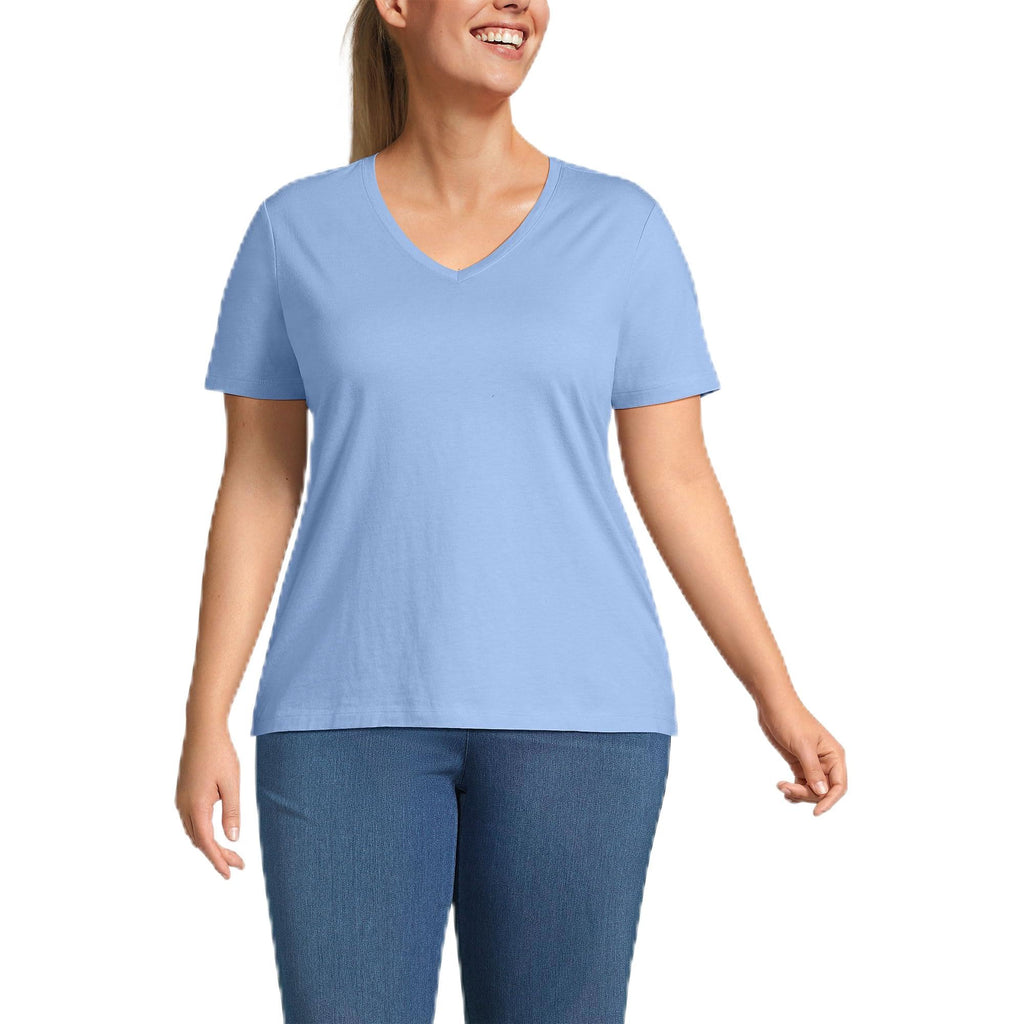 Lands' End Women's Relaxed American-Grown Supima Cotton V-Neck T-Shirt