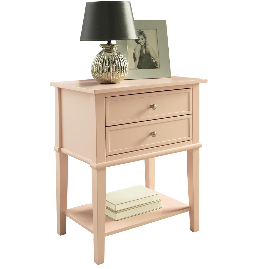 Ameriwood Home Franklin Accent Table with 2 Drawers, Pink