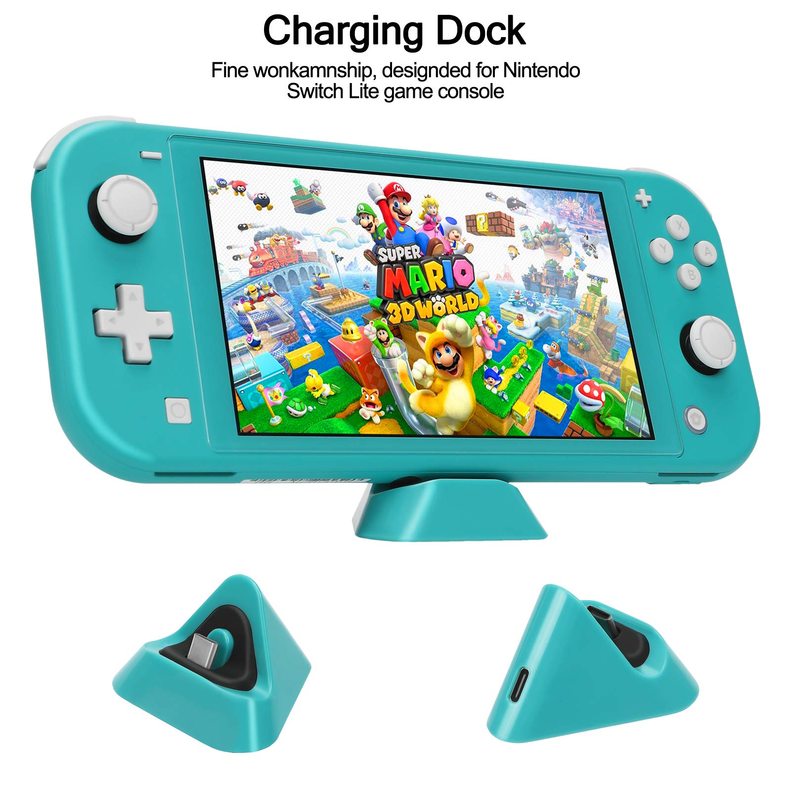 Switch Lite Accessories Bundle, Kit with Carrying Case,TPU Case Cover with Screen Protector,Charging Dock,Playstand, Game Card Case, USB Cable, Stylus,Thumb Grip Caps for Nintendo Switch Lite (Black)