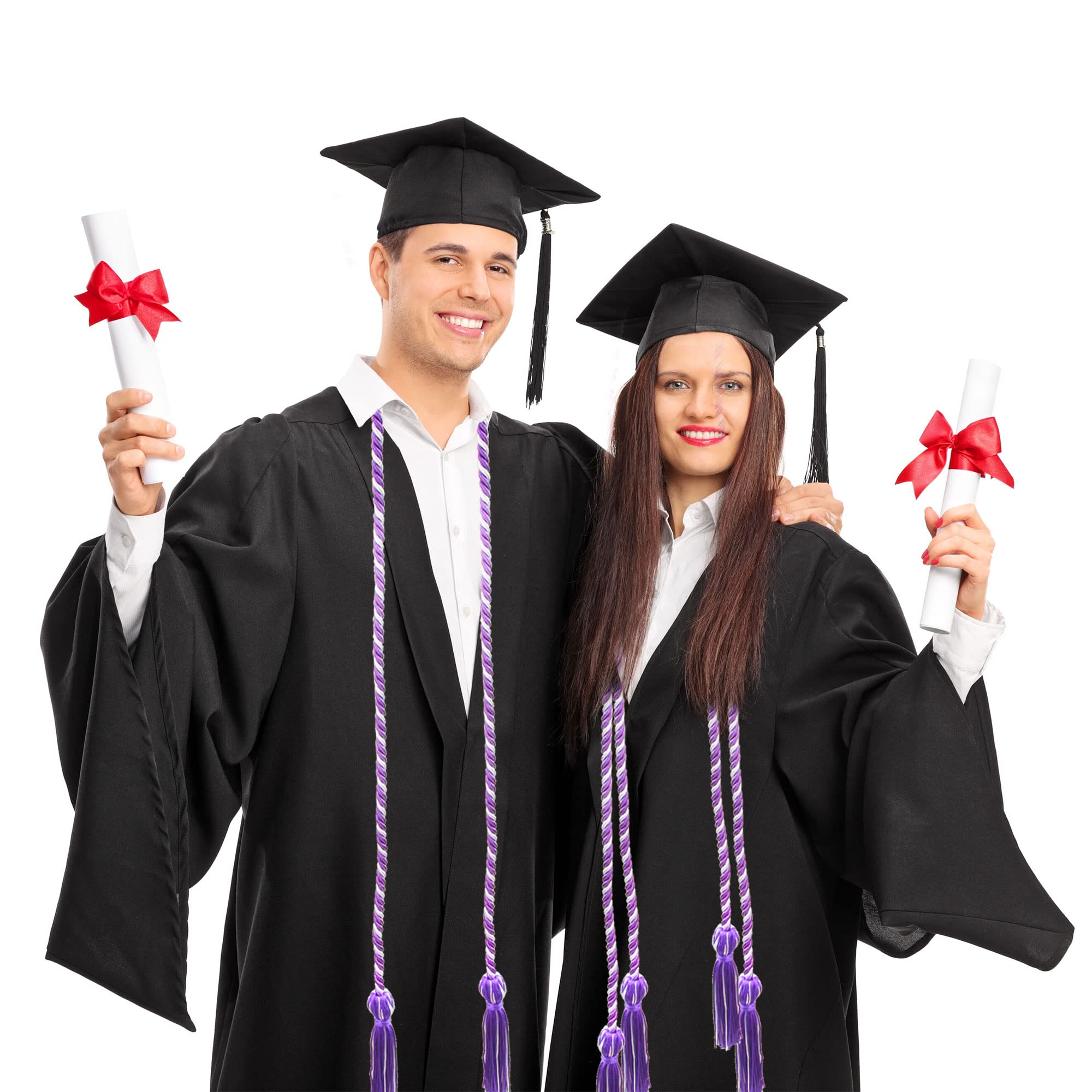 15 Pieces Graduation Honor Cord Braided Honor Cords with Tassels for Graduation Students (Black)