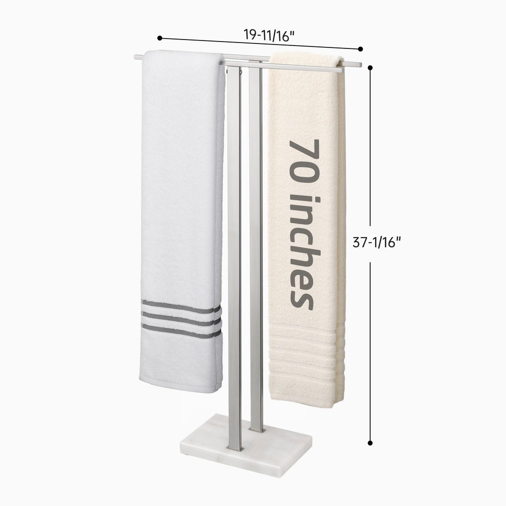 KES Standing Towel Rack with Black Natural Marble Base, 2-Tier Towel Rack Stand for Bathroom Floor, Bath Towel Holder Fits Bath Towel & Hand Towel,18/8 Stainless Steel, BTH217-BBK