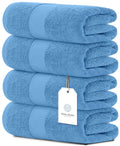 White Classic Luxury Bath Towels Set of 4 Large - 700 GSM Turkish Cotton Ultra Soft Bath Towels 27x54 | Highly Absorbent and Quick Dry | Hotel Towels for Bathroom Luxury, Plush Shower Towels, White
