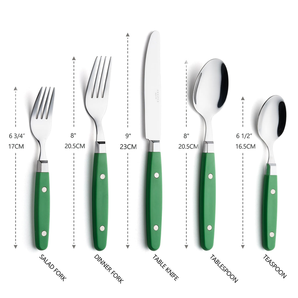 ANNOVA Silverware Set, Retro/Rivet Colorful Stainless Steel Tableware Kitchen Flatware Set Utensils, Includes Dinner Knives, Forks, Spoons, Salad Forks & Dessert Spoons (Brown, 20 Pieces)