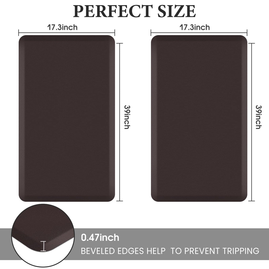 HappyTrends 2 PCS Kitchen Mat Cushioned Anti-Fatigue Floor Mat, Heavy Duty Ergonomic Comfort Foam Standing Mat, Waterproof Non-Slip Kitchen Rugs for Home, Office, Laundry,Black