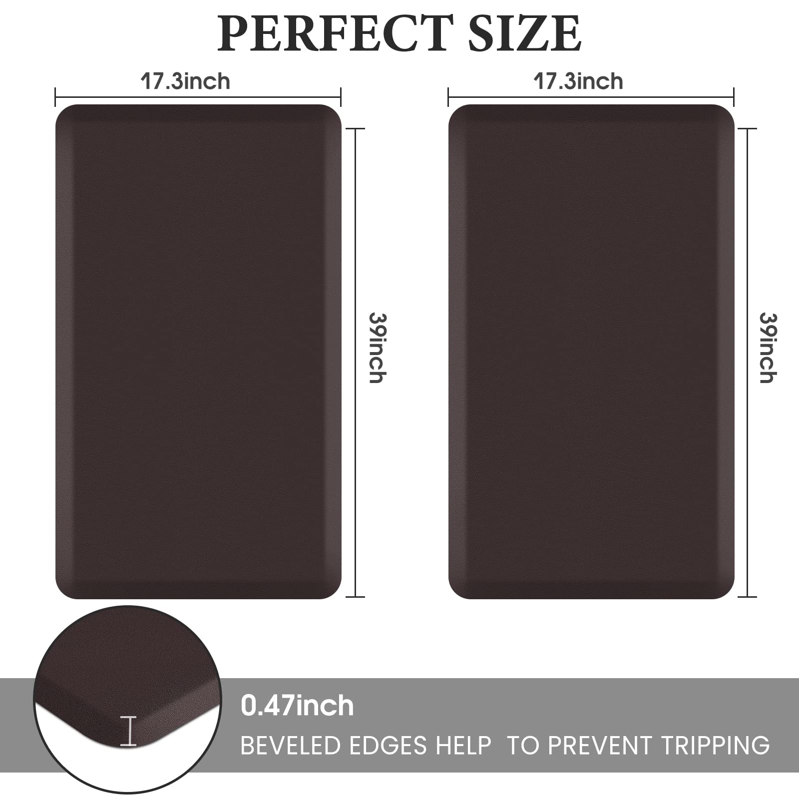 HappyTrends 2 PCS Kitchen Mat Cushioned Anti-Fatigue Floor Mat, Heavy Duty Ergonomic Comfort Foam Standing Mat, Waterproof Non-Slip Kitchen Rugs for Home, Office, Laundry,Black