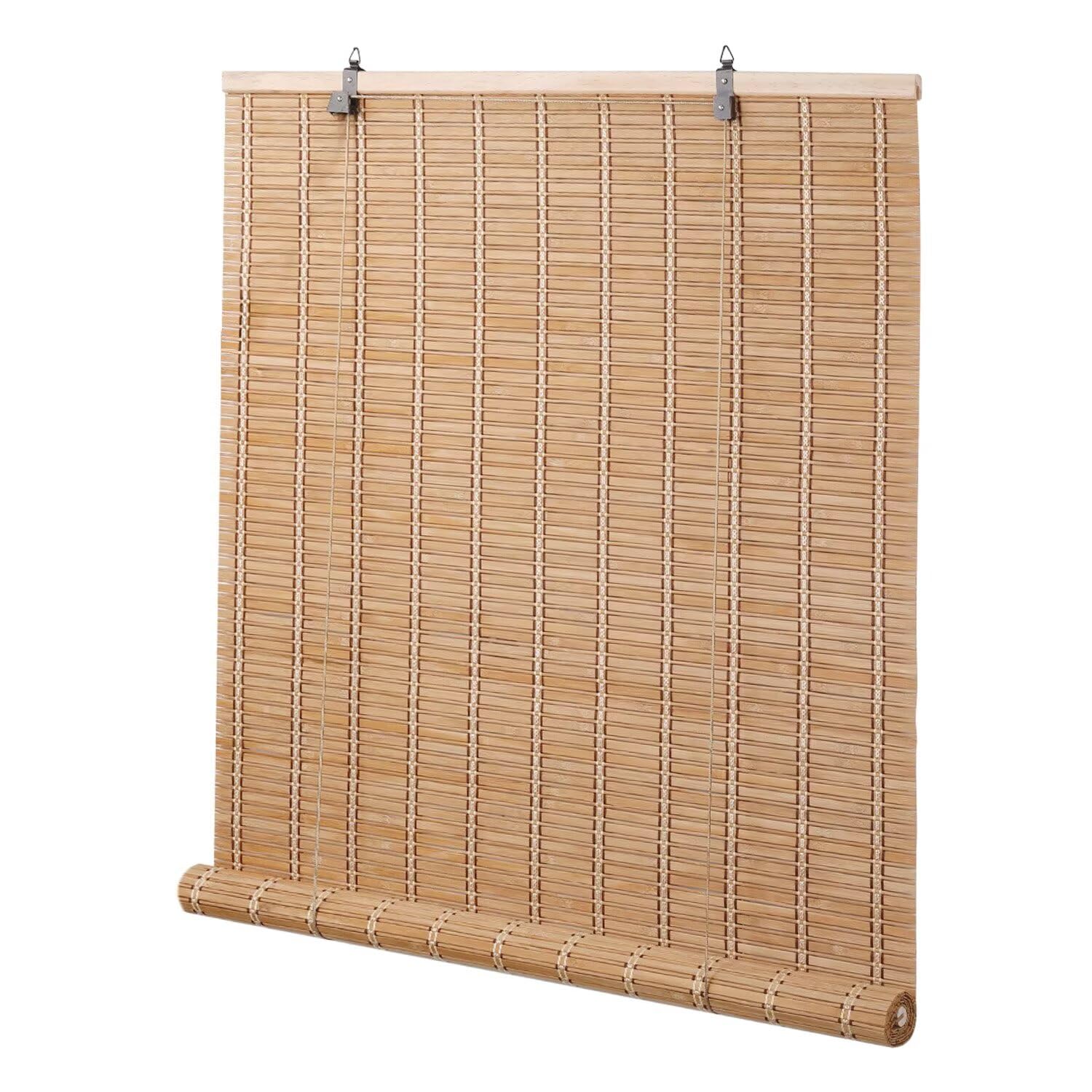 Bamboo Blinds for Interior Windows, Easy to Install Bamboo Shades for Indoor Windows, Custom Roller Shades for Indoor Window and Outdoor Patio, 23" W x 48" H