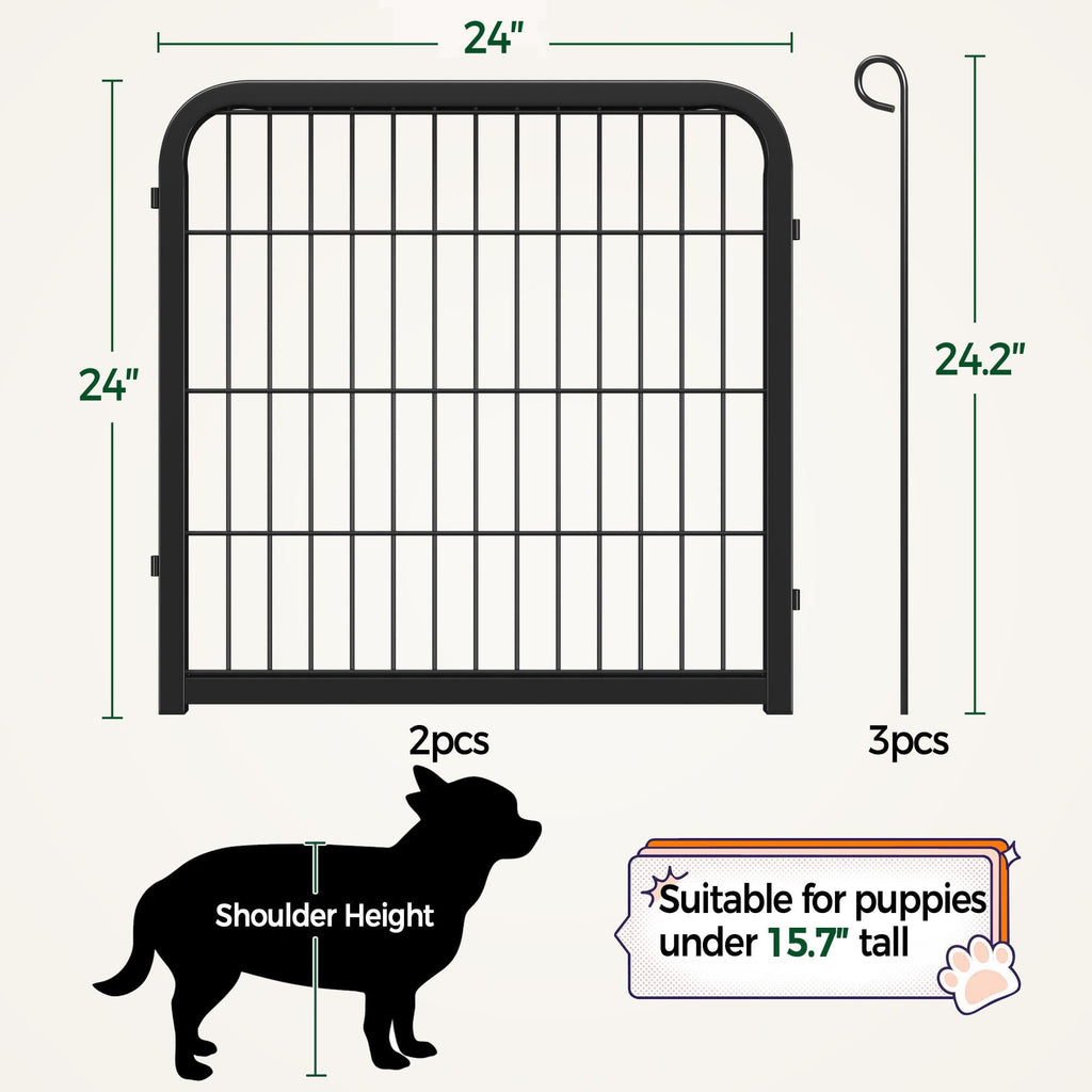 Yaheetech Dog Playpen, 24 inch 2 Panels Dog Pen for Indoor Heavy Duty Puppy Exercise Pen Metal Pet Fence for RV Camping/Yard/Garden
