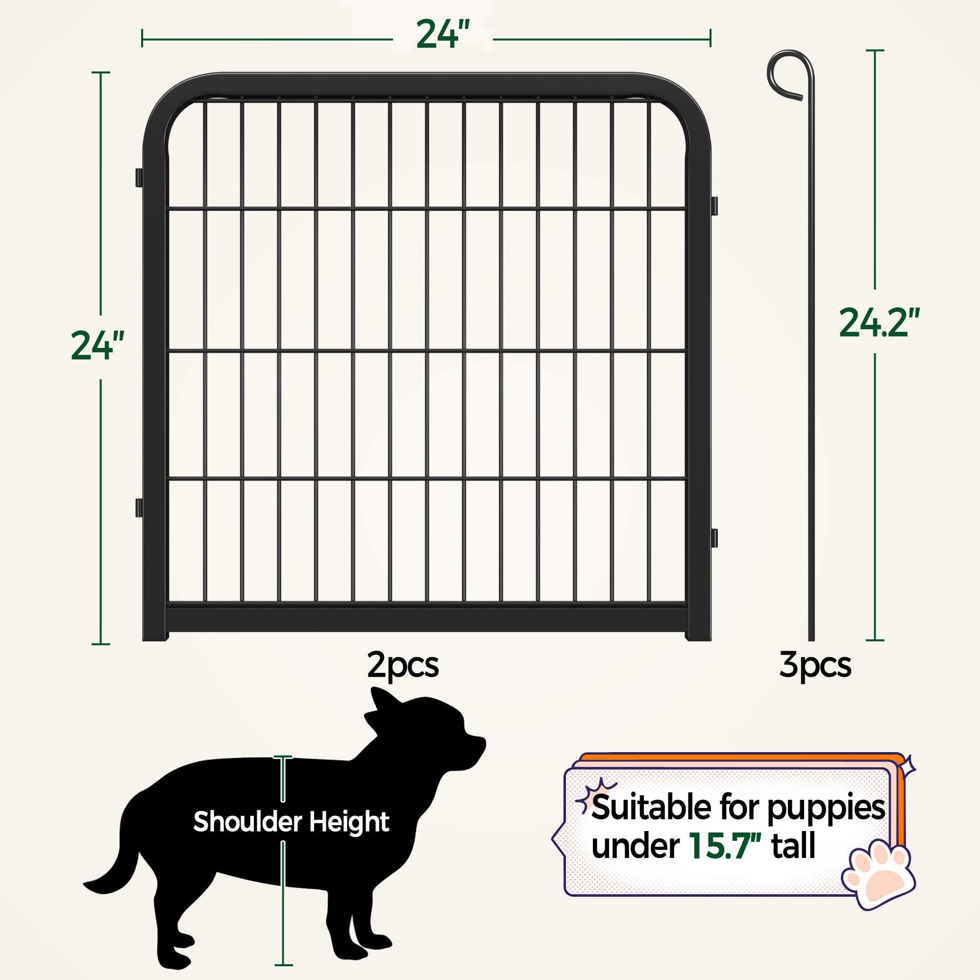 Yaheetech Dog Playpen, 24 inch 2 Panels Dog Pen for Indoor Heavy Duty Puppy Exercise Pen Metal Pet Fence for RV Camping/Yard/Garden