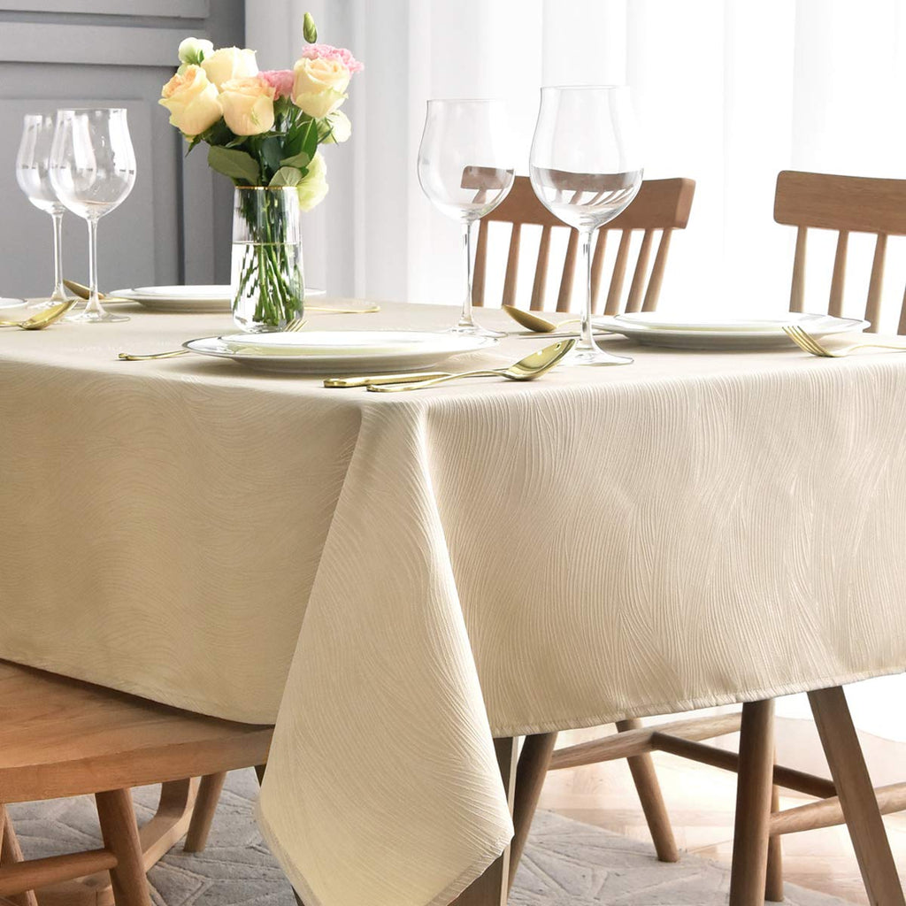 maxmill Jacquard Cloth Napkin 20 x 20 Inch Swirl Pattern Solid Washable Polyester Dinner Napkins Set of 4 Pieces with Hemmed Edges for Family Holiday Dinners Weddings Parties and Banquets Beige