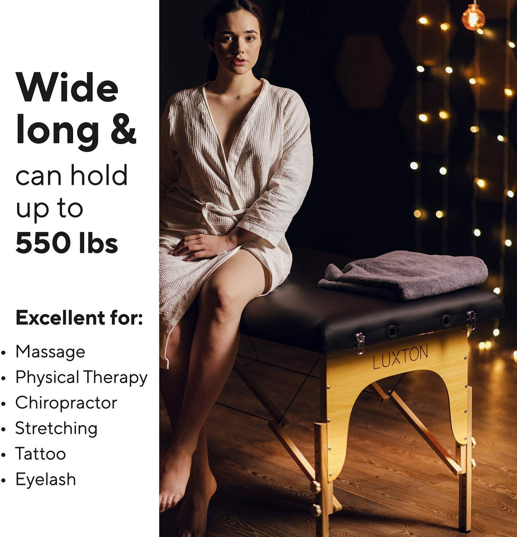 Memory Foam Massage Table Premium Portable Foldable Massage Bed Height Adjustable 72 Inches Long 27 Inches Wide Home Salon Spa Bed Tattoo Table with Accessories & Carrying Case Easy Set Up