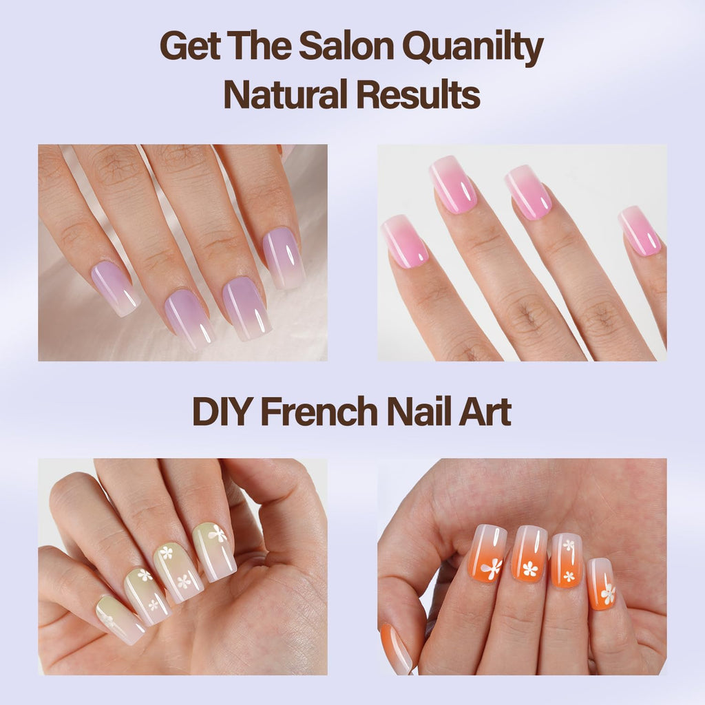 Misssix XBASICTIPS French Tip Press On Nails, 300Pcs French Gel Nail Tips Long Square, Soft Gel Pre-shaped No Need to File 3 in 1 Tips, Fake Nails for Nail Art DIY Extension Designs 15 Sizes