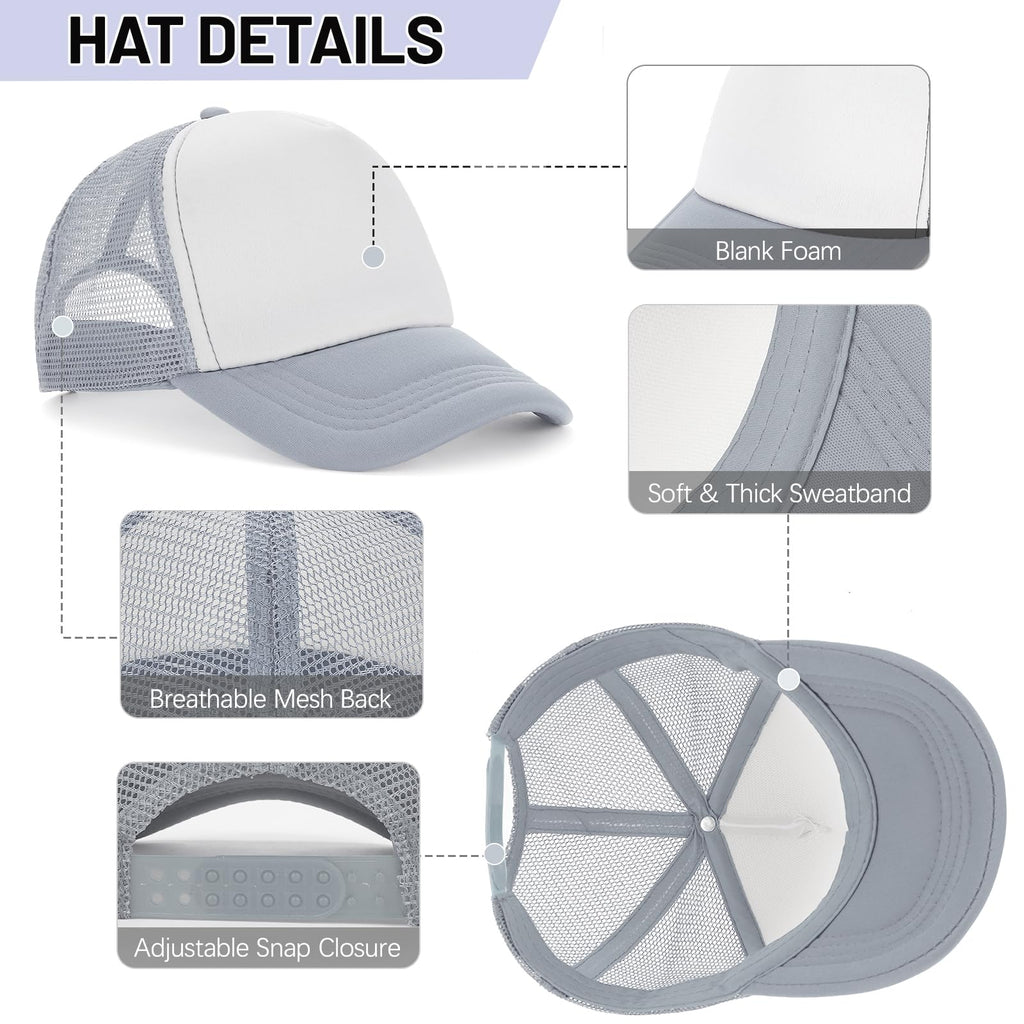 Ultrafun 10 Pack Trucker Hat Mesh Sublimation Blank Hats Adjustable Baseball Caps Hats for Men Women