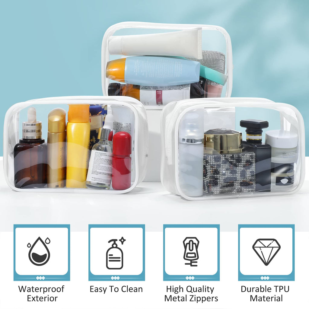 Weewooday 12 Pieces Clear Makeup Bags Cosmetic Storage Bags PVC Zipper Pouches Travel Waterproof Makeup Plastic Case for Women Organizing Toiletries Traveling Bathroom(Medium,Black)