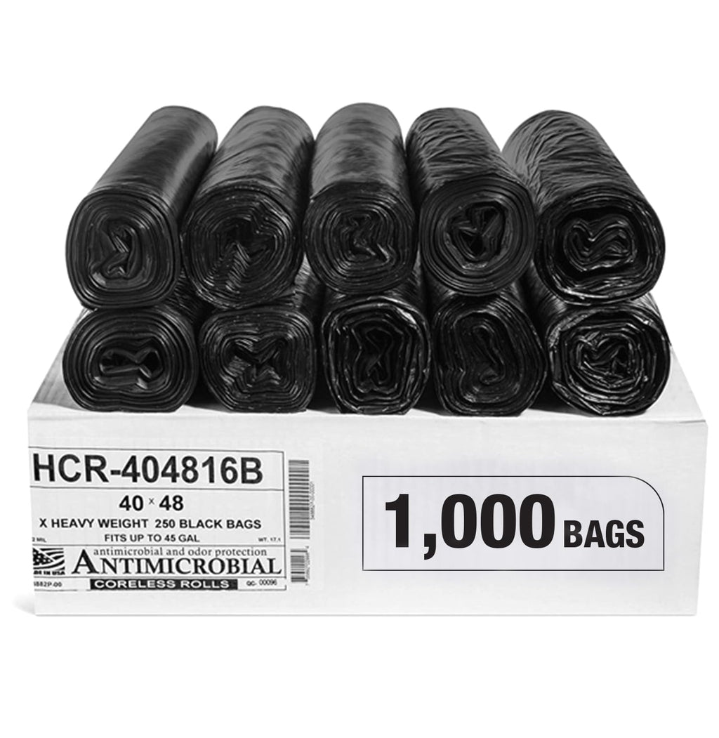 Aluf Plastics High Density Trash Bags, 10 Gallon, 4000 Count, 6 Micron (eq), 24" x 24", Black, for Bathroom, Office, Industrial, Commercial, Janitorial, Municipal, Recycling
