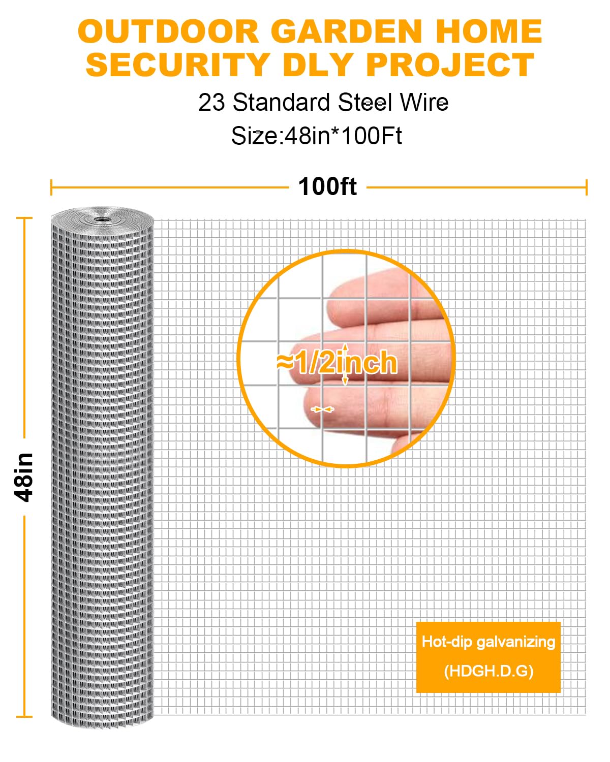 4in x 20ft Hardware Cloth Hot-Dip Galvanized Welded Chicken Wire Fencing - Heavy Duty 1/4inch 19 Gauge Wire Mesh for Garden, Chicken Coop, Rabbit Cage, Rodent & Predator Protection