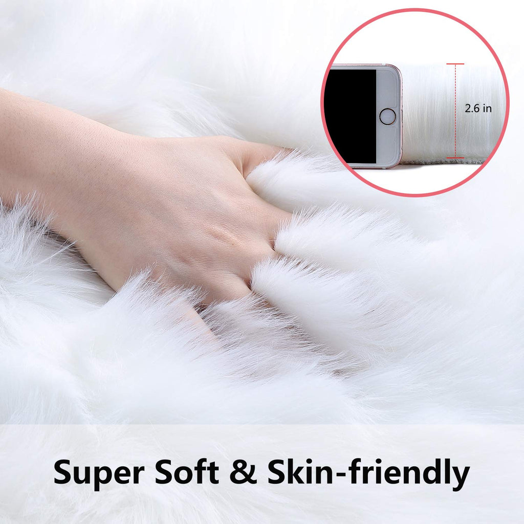 Softlife Black Faux Fur Sheepskin Chair Cover Seats Cushion Pad Super Soft Area Rugs for Living Bedroom Sofa Dorm (1.6ft x 1.6ft)