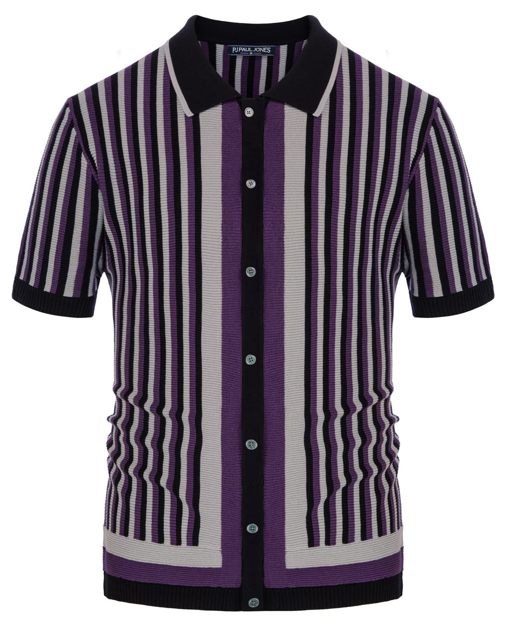 PJ PAUL JONES Men's Polo Shirts Retro Knit Shirt Vintage Striped Shirt