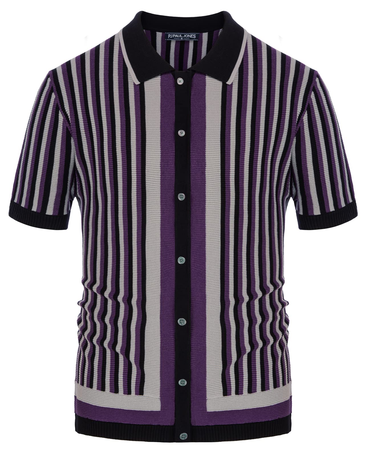 PJ PAUL JONES Men's Polo Shirts Retro Knit Shirt Vintage Striped Shirt