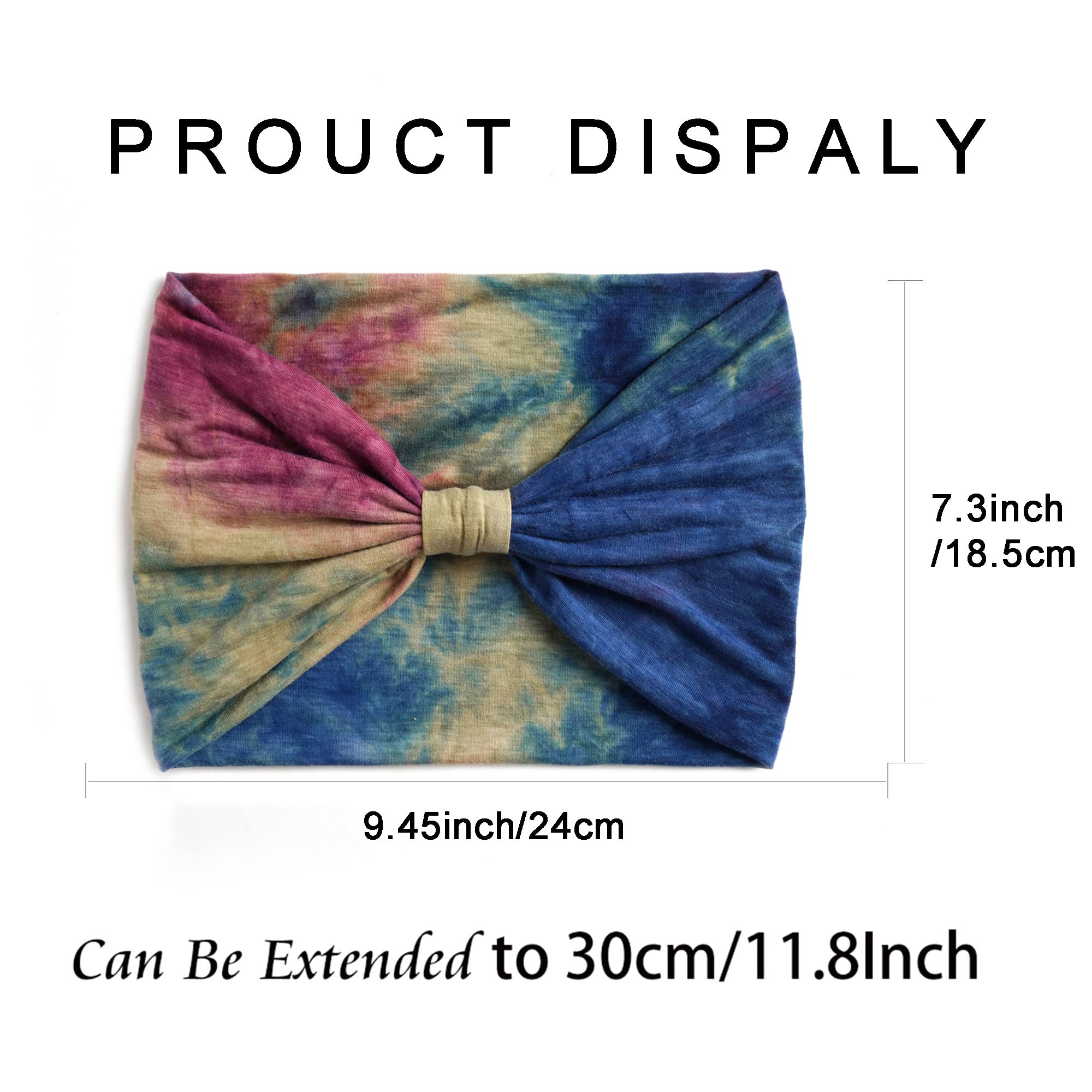 Boho Headbands For Women Fashion Stretch Wide Hair Bands Knoted Turban Head Bands Yoga Running Sweatband Elastic Headband Stylish Wrap Headbands Hair Accessories for Teen Girls 4 Pack