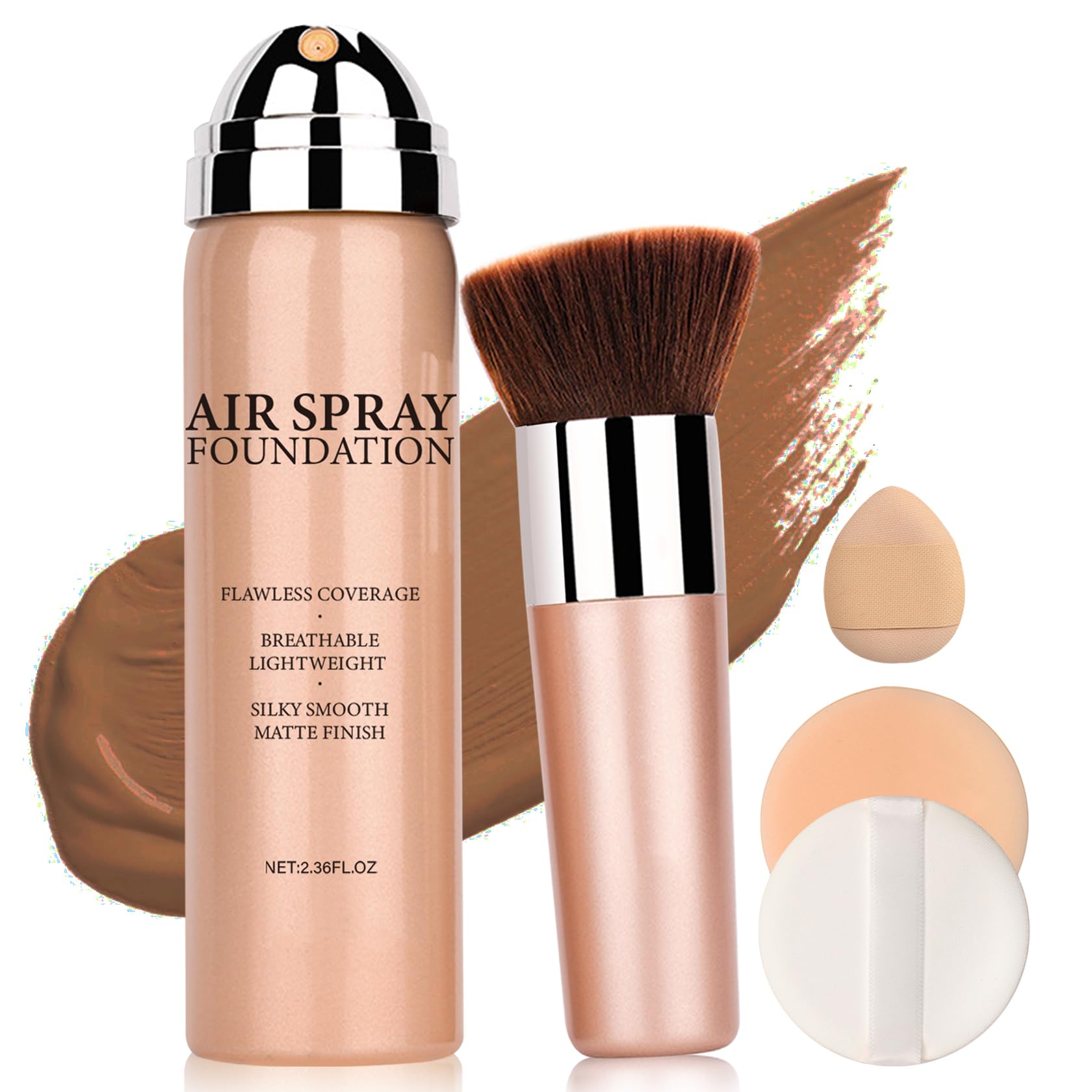 Air Brush Makeup Foundation and Makeup Primer for Face,Hydrates and Moisturizes,Buildable Coverage with Anti-aging Formula for Smooth Radiant Skin (01 Natural/Warm Porcelain)