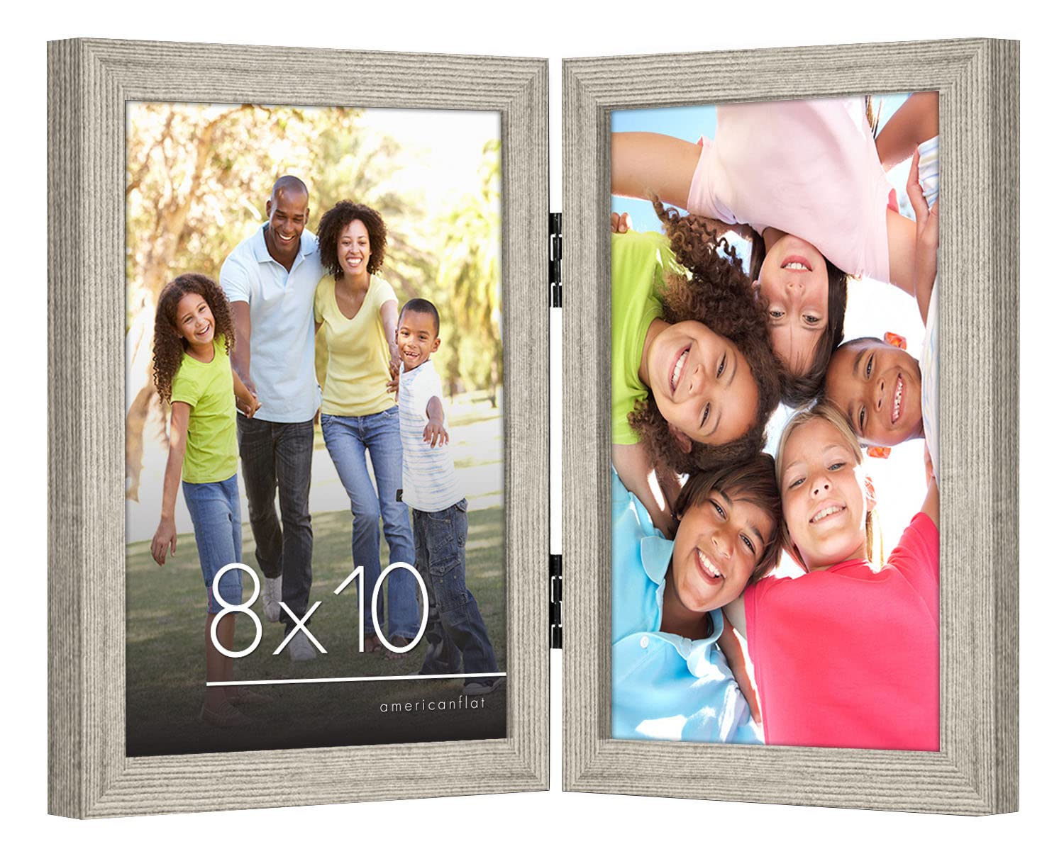 Americanflat Hinged 4x6 Picture Frame with Shatter-Resistant Glass - Double Picture Frames with Engineered Wood - Signature Collection - Photo Frame for Tabletop Display - Black