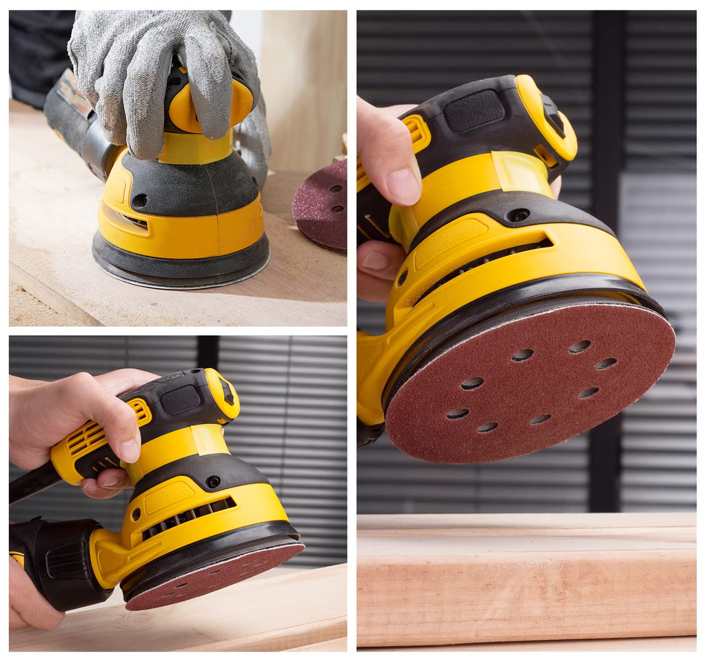 S SATC 72 PCS 5 Inch 8 Hole Hook and Loop Adhesive Sanding Discs Sandpaper for Random Orbital Sander 40 60 80 120 180 240 320 Grits