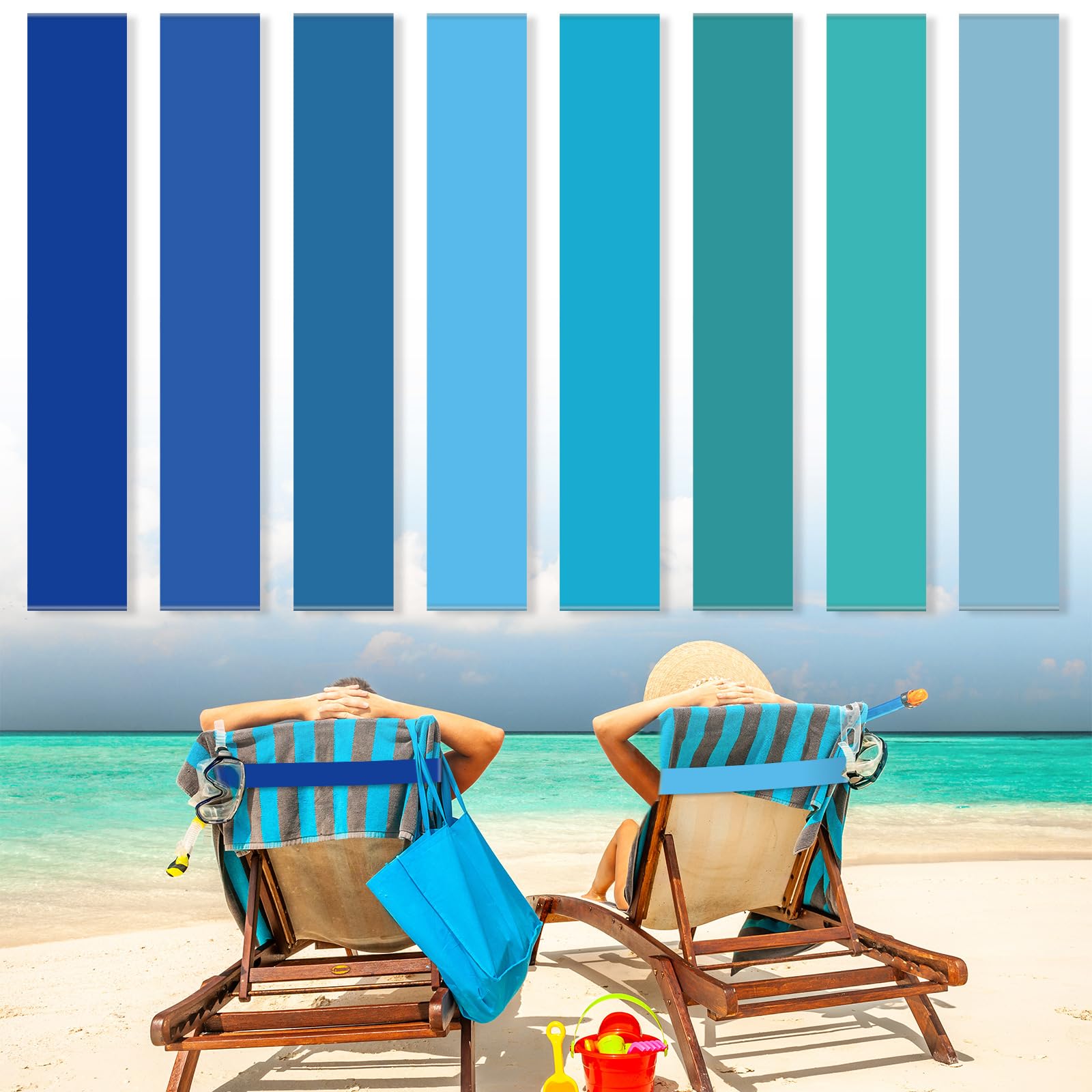 Boao 4 Pack Towel Bands for Beach Chair, Pool & Cruise Essentials, Elastic and Windproof, Towel Chair Clips Lounge Strap Holder, Cruise Ship Accessories (American Flag)