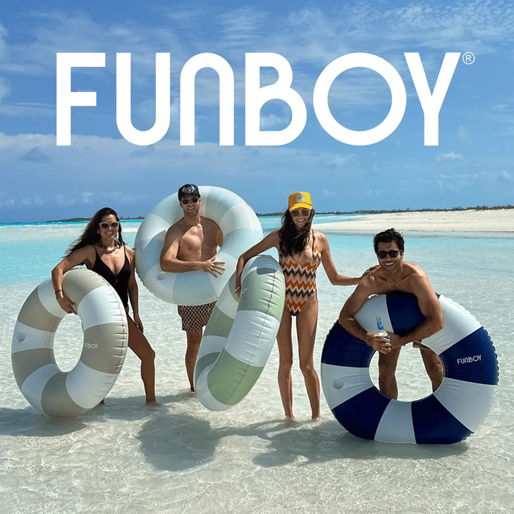 FUNBOY Giant Vintage Stripe Inflatable Tube Pool Float with Cup Holder 48" Large Pool Float for Adults Inner Tube Swimming Pool Toys Swim Rings Pool Lounger Float for Pool Party & Summer