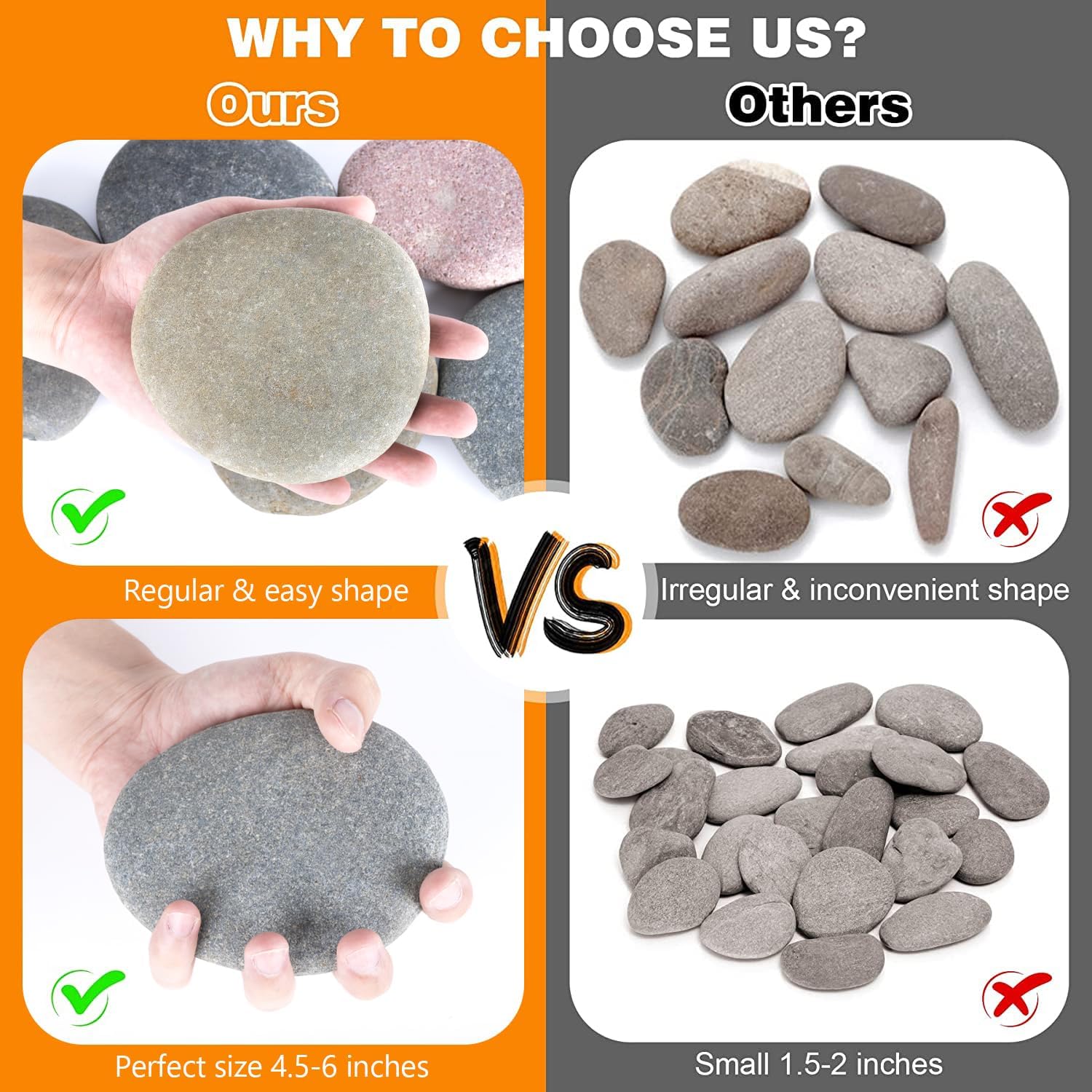 River Rocks for Painting 10 Pcs Large 2-3 Inch Flat Smooth Painting Stones Craft Rock to Paint for Kids Crafts Painting Bulk