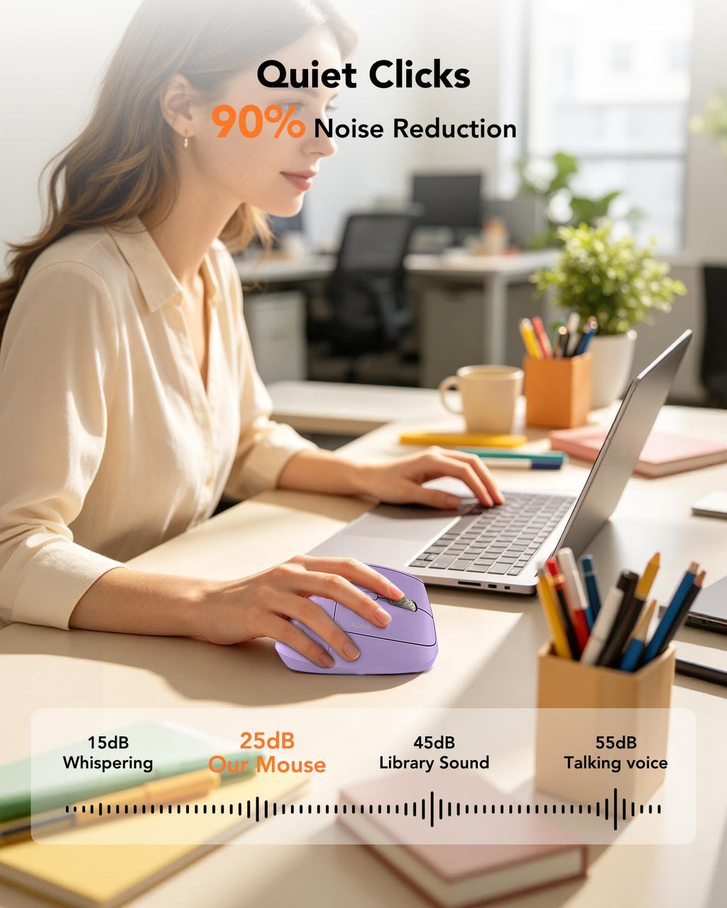 KYSONA Ergonomic Mouse Wireless, Bluetooth Vertical Mouse, 5-Level Adjustable DPI, 2.4G Silent Switch Mice for Windows, MacOS, IPadOS, Laptop, PC, Black