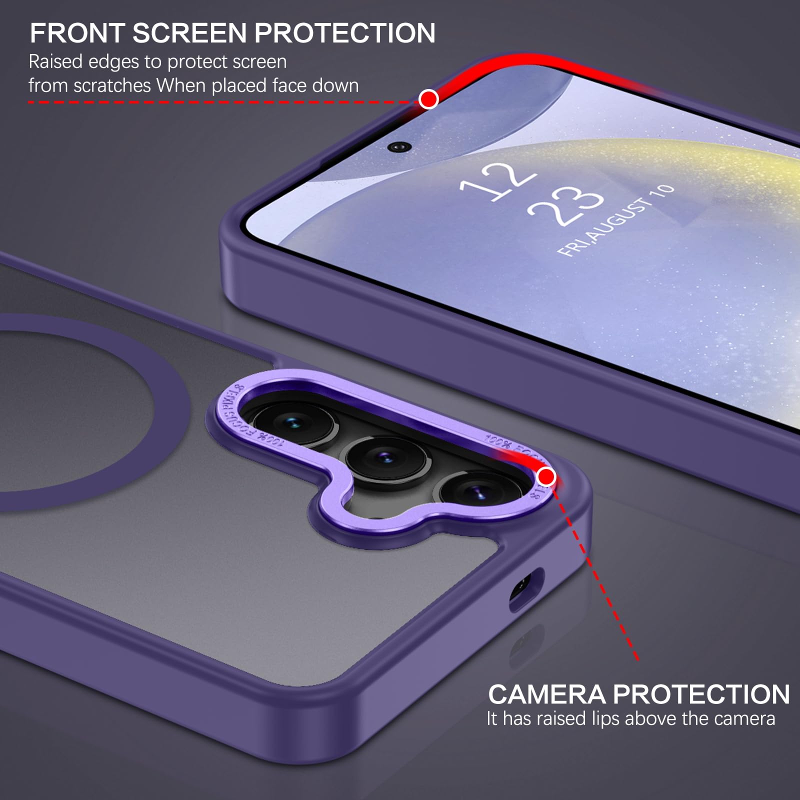 BENTOBEN Magnetic for Samsung Galaxy S24 Plus Case [Compatible with Magsafe] Translucent Matte Slim Thin Shockproof Anti-Yellow Women Men Protective Phone Cases Cover for Samsung S24 Plus 6.7", Black