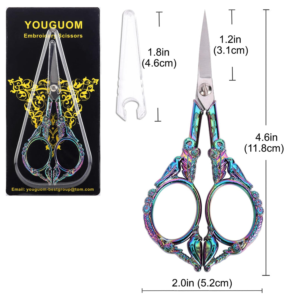 YOUGUOM Small Craft Scissors, Little Travel Sharp Embroidery Scissors All Purpose, Straight Tips Mini Sewing Shears, Precision Detail Thread Cutting Snips