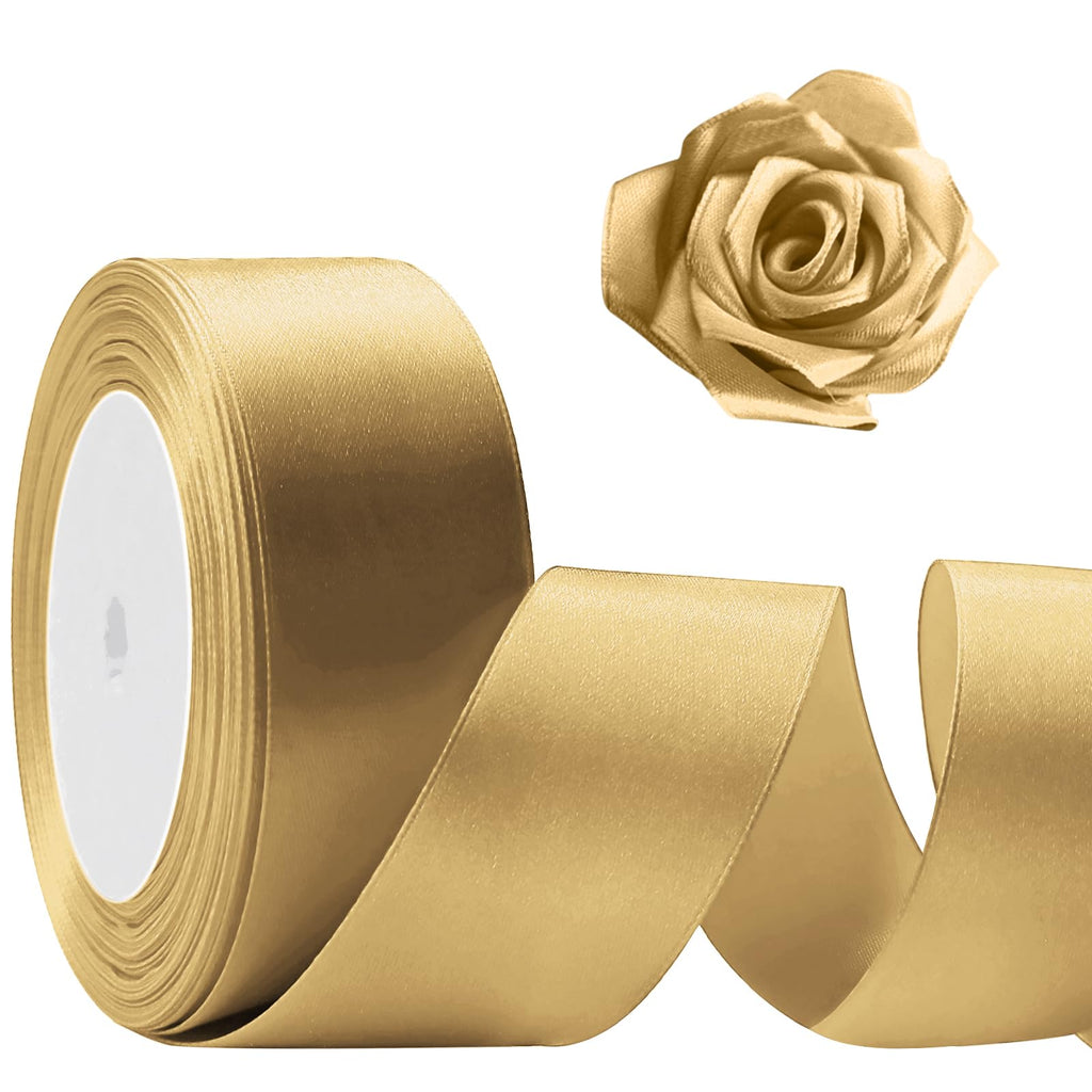 Flezoo 25 Yards Black Satin Ribbon 1 1/2inch, Single Face Polyester Silk Fabric Hair String Ribbon for Craft, Flower Bouquets, Gift Wrapping, Wedding, Bow Making and Valentines Decoration