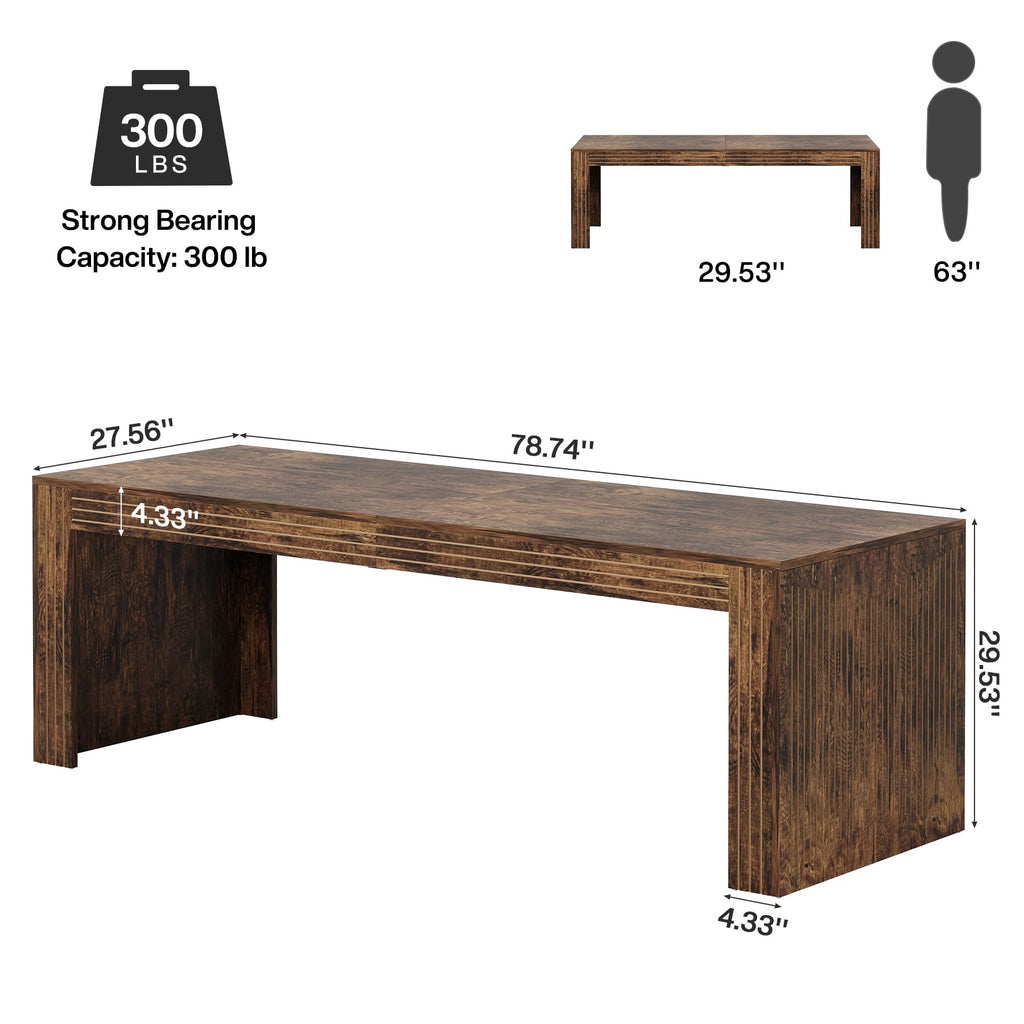 Tribesigns 79-Inch Extra Long Desk, Two Person Double Desk for Home Office, Wooden Long Computer Desk Writing Table for Office, Coffee Brown