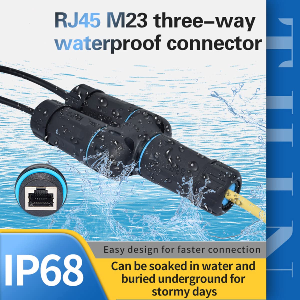 ZUZONG IP68 Waterproof RJ45 Coupler Splitter, Waterproof Ethernet Coupler 1 in 2 Out Splitter IP68 Ethernet Outdoor LAN Cable Connector for Cat5/Cat5e/Cat6/Cat7/Cat8 Ethernet Cable (1 Pair Female)
