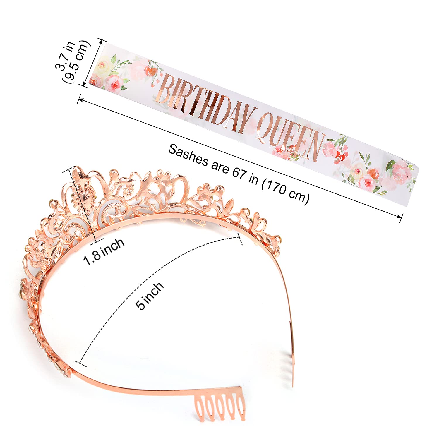 COCIDE Birthday Silver Tiara and Crowns Kit - Silver Tiara, Crown, Sash, Rhinestone Headband, Glitter Sash for Women & Girls Birthday Party Decorations