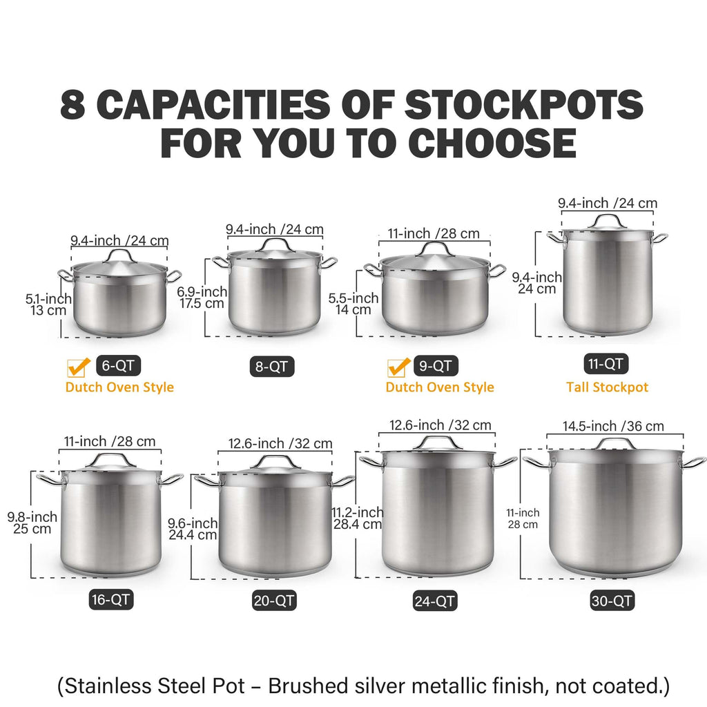 Cooks Standard Professional 6 Quart Stock Pot with Lid, Stainless Steel Dutch Oven Pot