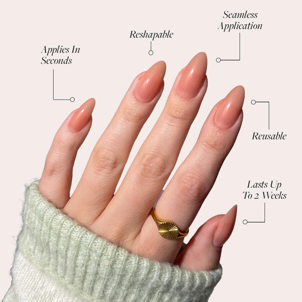 Glamnetic Press On Nails - Cashmere Blue | Opaque Soft Pale Sky Blue Short Squoval Fake Nails, Salon Quality | 15 Sizes - 30 Nail Kit