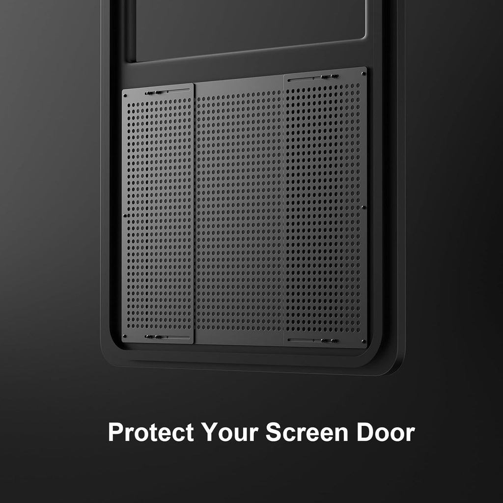 Safoner Premium Adjustable RV Entry Screen Door Grille, Adjusts from 22"- 31.5", Aluminum Alloy Protector Guard for RV, Camper- Black