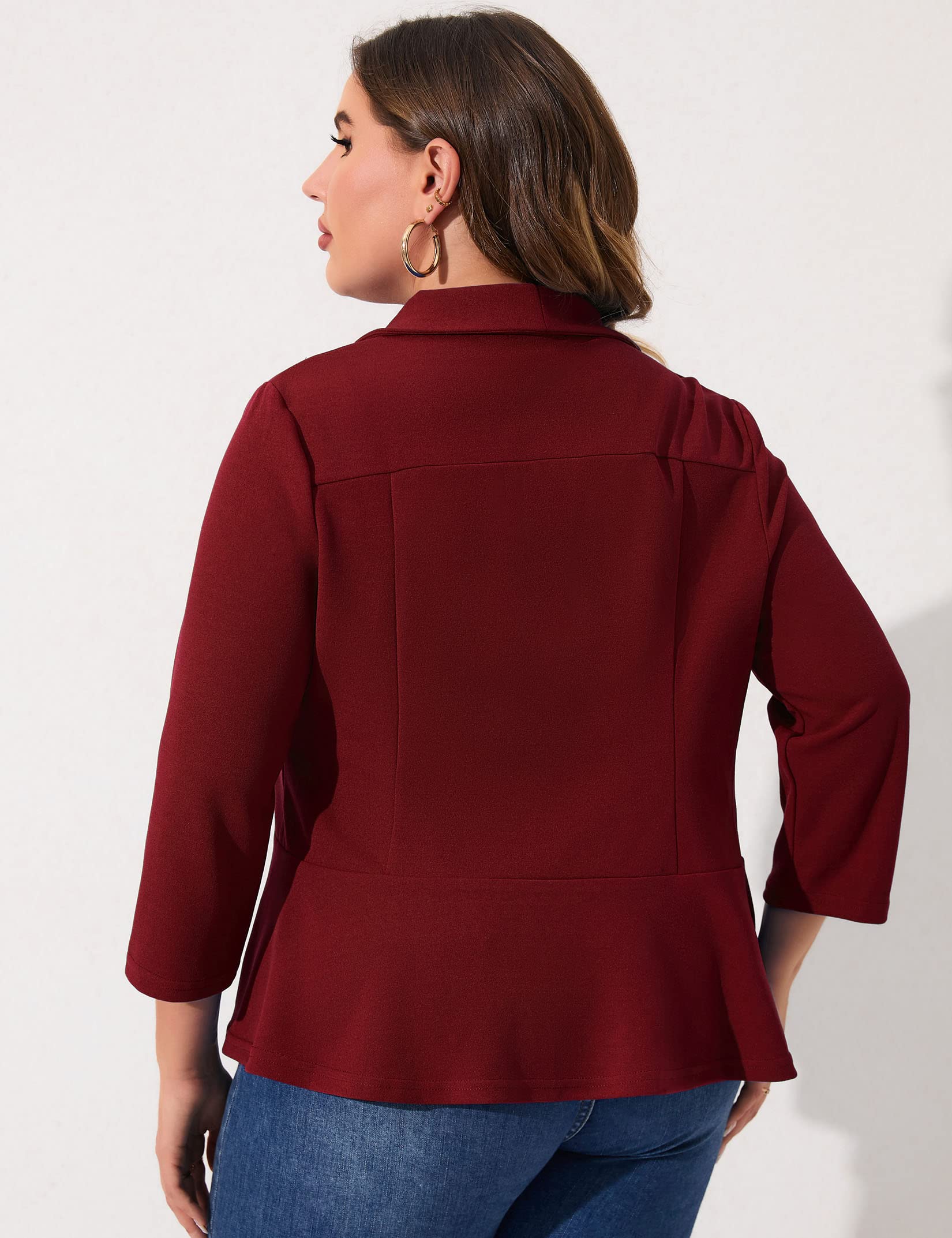 KOJOOIN Women Plus Size Casual Blazer Open Front Long Sleeve Work Office Cardigan Jackets