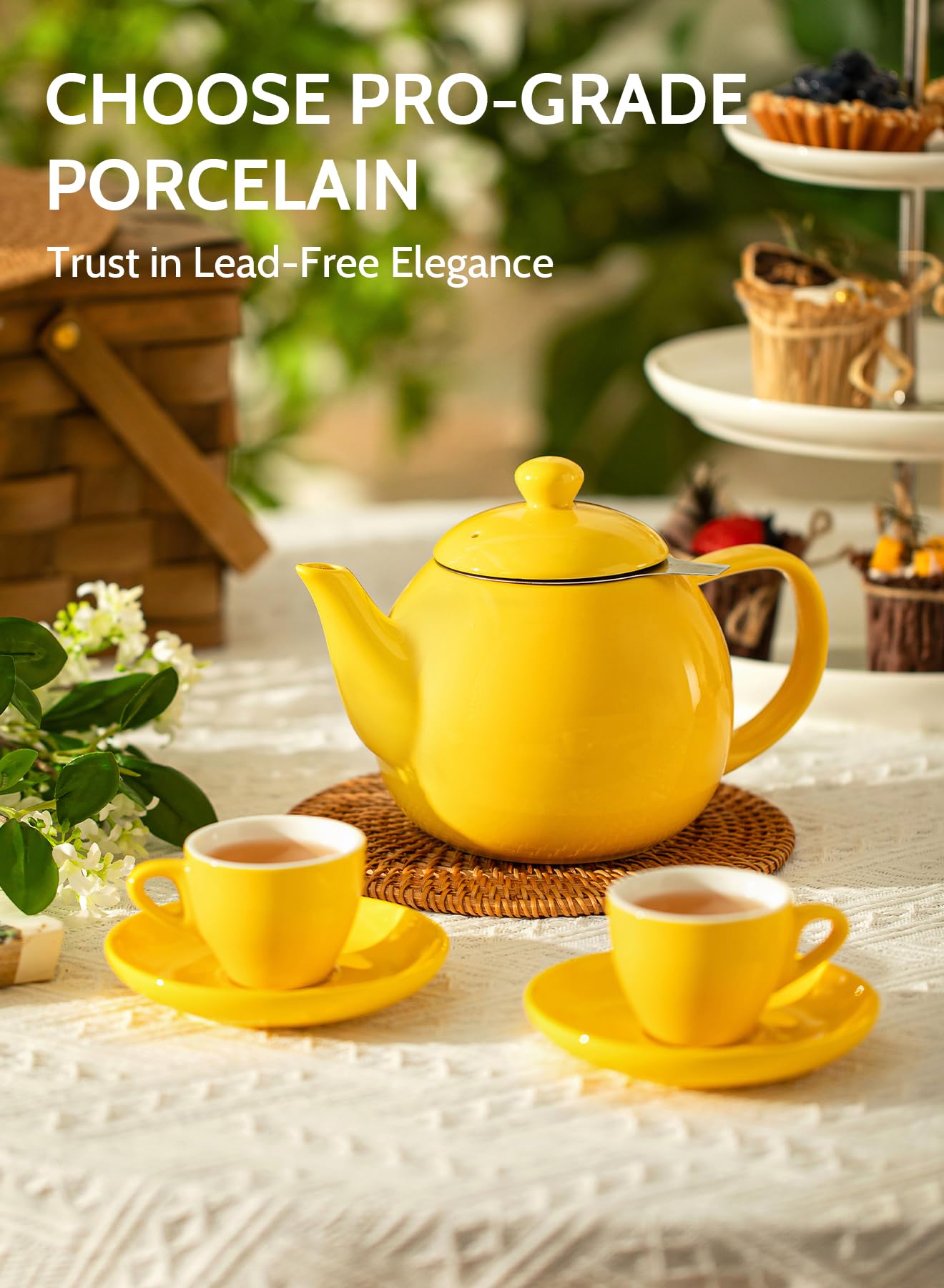 Sweese Porcelain Teapot 27 oz with Infuser for Loose Leaf Tea, Bluish Grey