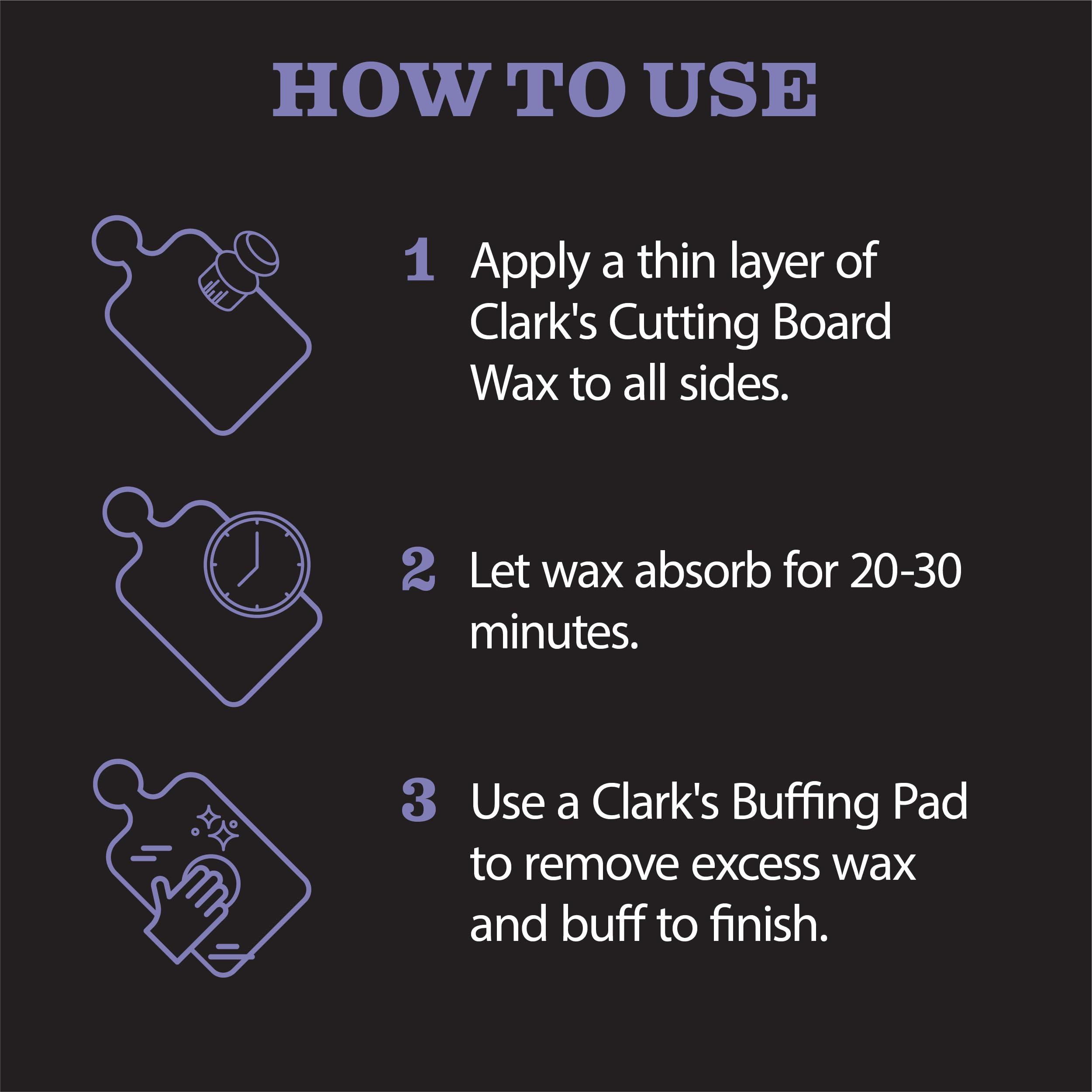 CLARK'S Cutting Board Care Kit with Coconut Oil - Includes Butcher Block Oil and Wax - Made with Refined Coconut Oil, Natural Beeswax, and Carnauba Wax - For Kitchen Countertops and Butcher Blocks