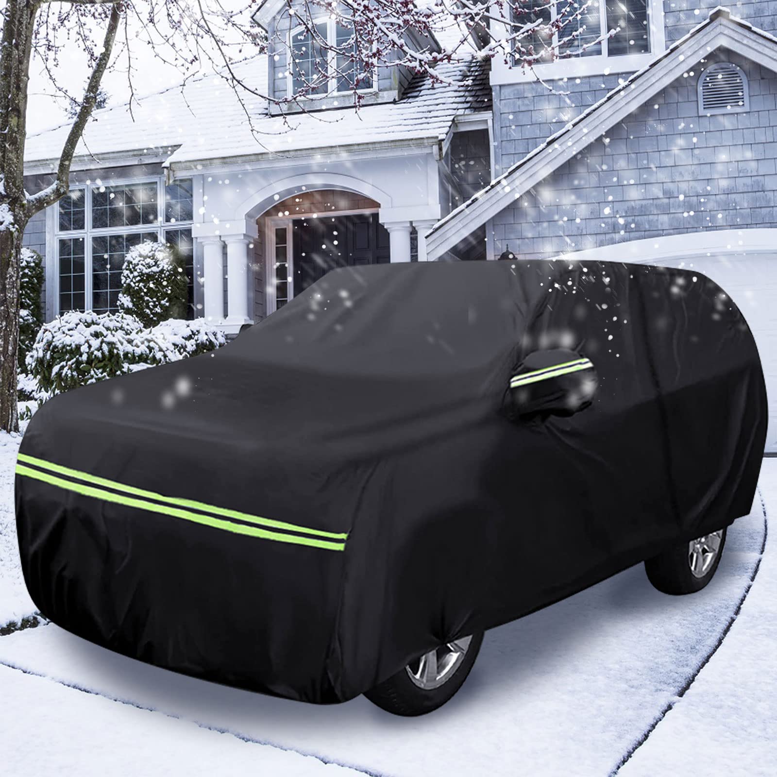 Waterproof Car Cover Replace for 1993-2010 Jeep Grand Cherokee, 6 Layers All Weather Car Cover with Zipper Door & Windproof Bands for Snow Rain Dust Protection