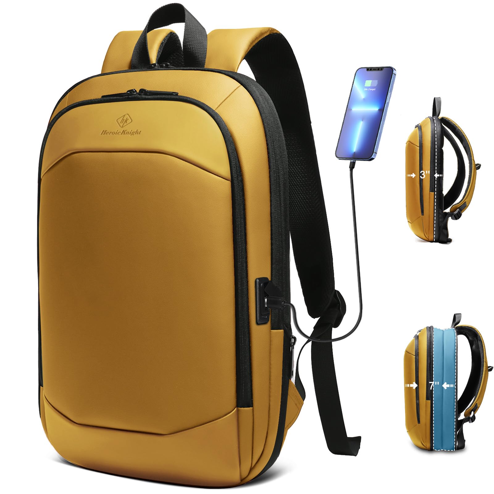 hk Business Backpack for Men 15.6 Inch,Slim & Expandable Waterproof Travel Laptop Backpack, Anti-Theft Lightweight Work Computer Bag, College Laptop Backpacks Gifts for Men Women-Black