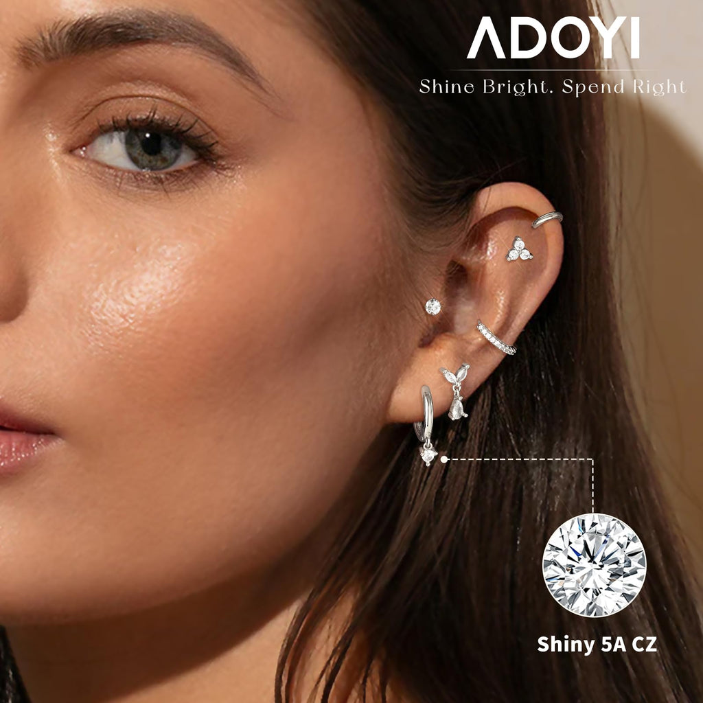 Adoyi 9 Pairs Gold Hoop Earrings Set for Womens Twisted Huggie Hoops Earrings 14K 18K Gold Plated for Girls Valentines Mother's Day Birthday Gifts Lightweight