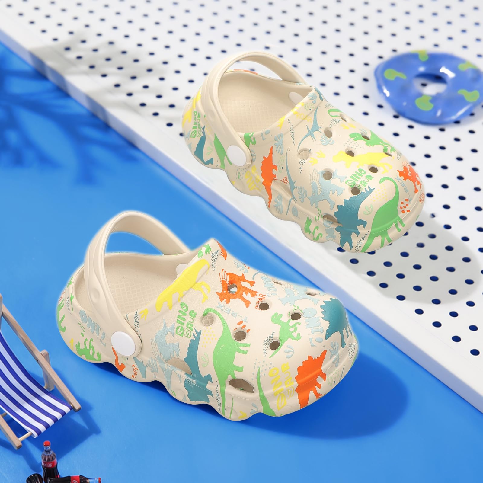 OWIF Toddler Clogs Boys Girls Kids Dinosaur Garden Shoes Slip on Sandals Slides Water Summer Shoes for Outdoor Beach Pool